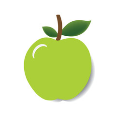 light green apple vector, apple vector illustration, apple with shadow and white background