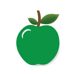 green apple vector, apple vector illustration, apple with shadow and white background