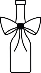 Solid Bow Tied on a Wine Bottle Neck vector Line art illustration