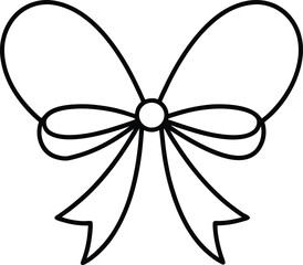 Solid Vector Double Looped Ribbon Bow vector Line art illustration
