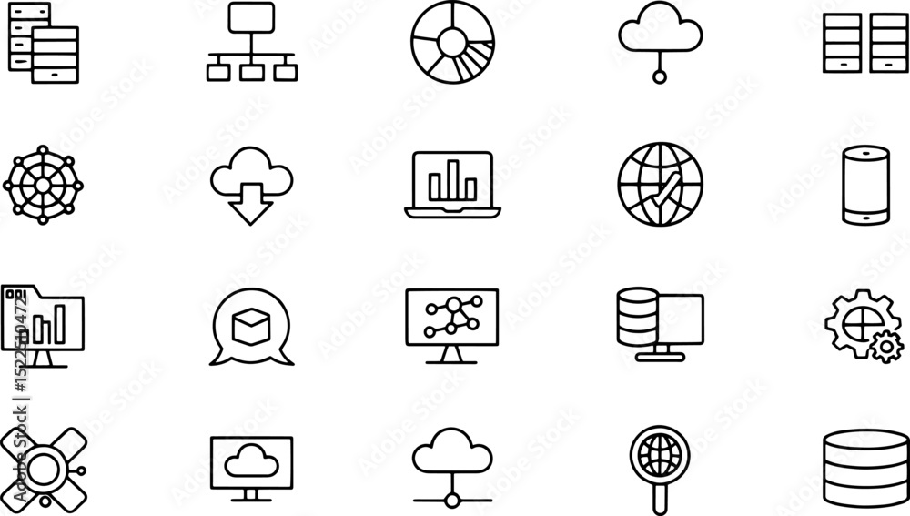 Poster data analytics icon set big data analysis technol.eps