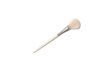 A white-handled makeup brush with a soft, rounded head, isolated on a transparent background....