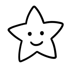 Smiling Star Icon – Cute Hand-Drawn Line Art for Achievement, Reward, and Positive Concepts