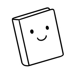 Smiling Book Icon – Cute Hand-Drawn Line Art for Reading, Education, and Learning Concepts