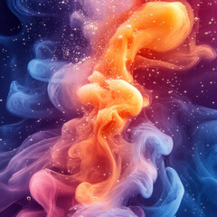 Obraz premium Colorful smoke swirling in vibrant patterns against a dark background.