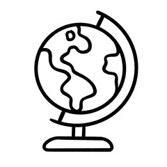 Globe Icon Line Art – Hand-Drawn Earth Symbol for Geography, Travel, and Education Themes
