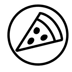Pizza Slice Icon in Circle – Minimal Black Line Art for Food, Fast Food, and Culinary Design