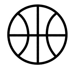 Basketball Icon in Minimal Line Style – Simple Black Outline Symbol for Sports and Fitness Design