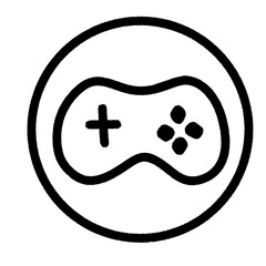 Game Controller Icon in Circle Outline – Minimal Black Line Art Symbol for Gaming or App Interface