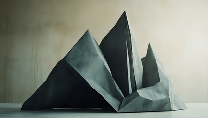 Abstract mountain-like form against a neutral backdrop.