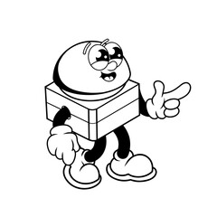 Retro character design of good emergency button outline