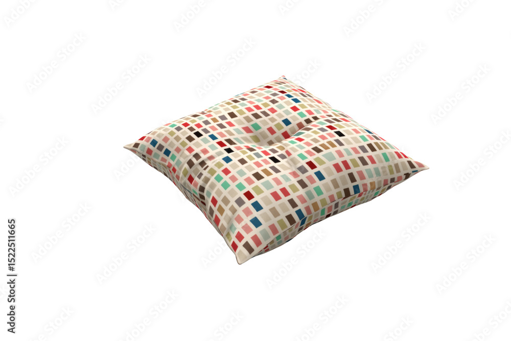 Poster a colorful square patterned cushion isolated on a transparent background. background removed