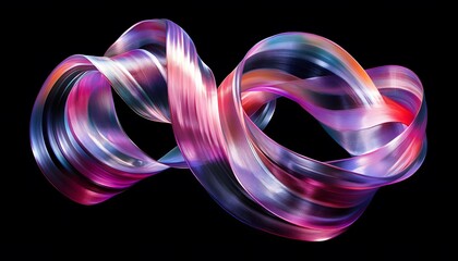 Abstract design of swirling ribbons in vibrant colors.