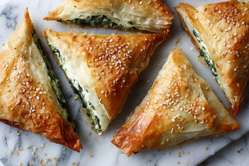 greek spinach pie spanakopita top view