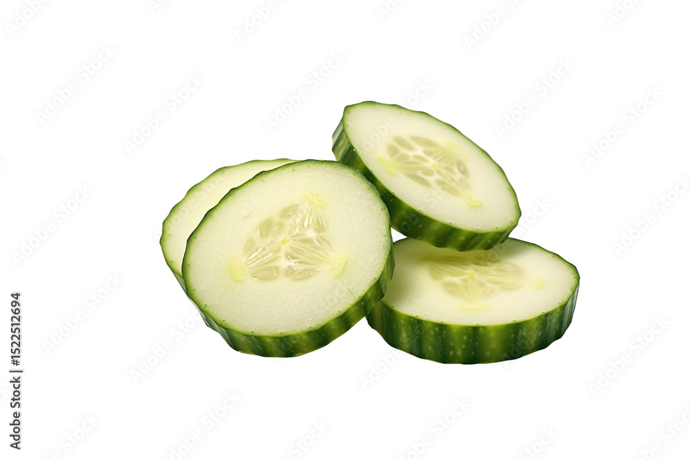 Aufkleber four slices of fresh cucumber isolated on a transparent background. background removed