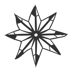 Obraz premium png isolated festive black and white doodle snowflake illustration decorative icon cartoon retro sign collection for december holiday card