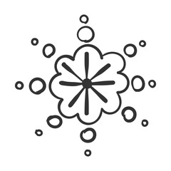 png isolated festive black and white doodle snowflake illustration decorative icon cartoon retro sign collection for december holiday card

