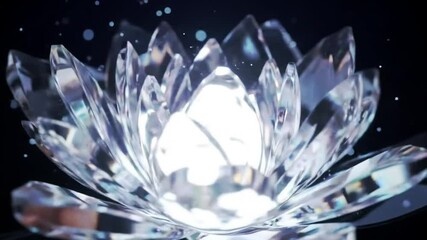 Fantasy ice crystal bloom with glowing light inside - Powered by Adobe