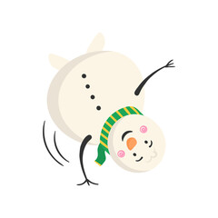 png flat style holiday card with snowman joy expression colourful art winter happiness snowflake festive ice creative decoration christmas vector

