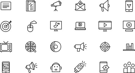 digital marketing thin line icon set  containing m.eps