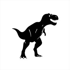 Bold T-rex Logo in Silhouette Form, Tyrannosaurus Rex Standing Pose, Animal Illustration Art
