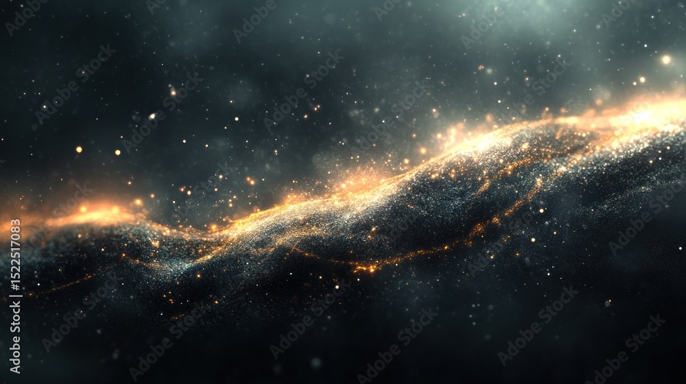 Poster abstract design with shimmering particles.
