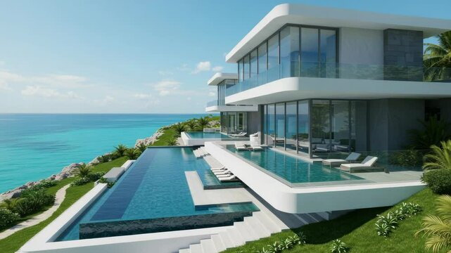Luxury modern seaside house with infinity pool