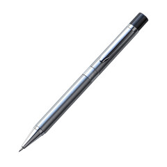 Sleek Silver Pen Precision Writing Instrument Metallic Texture Stylish on transparent background