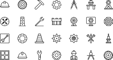 Fototapeta premium engineering and manufacturing line icons collectio.eps