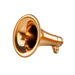 Obraz premium Golden Bullhorn Announcement Vintage Sound Communication Loudspeaker Promo on transparent background