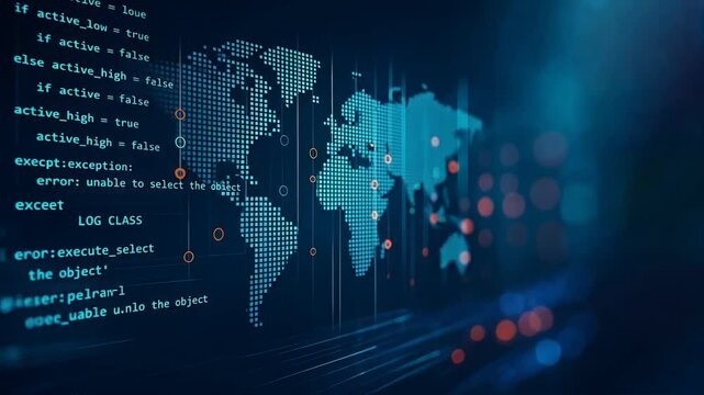 Abstract screen with flowing lines of code, developer environment, programming logic, and modern software technology interface concept