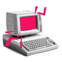 Retro Computer Collage Element