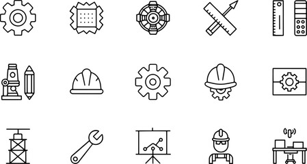 engineering line icons set  engineering outline ic.eps