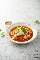 Traditional minestrone soup with cheese
