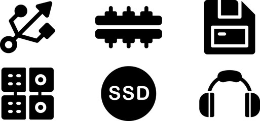 Modern Rounded Filled Computer Icon Set