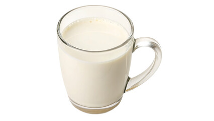  A mug half full of milk isolated on transparent background