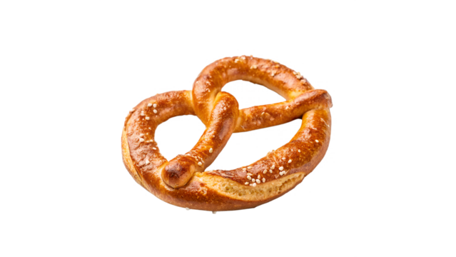Golden Brown Pretzel with Salt Crystals oktoberfest isolated on transparent background