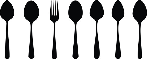 Cutlery Vector Set Black Utensil Silhouettes for Kitchen and Dining Design
