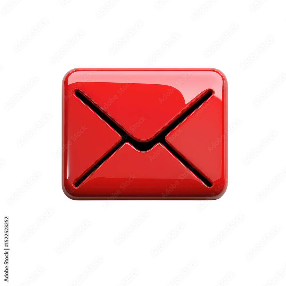 Poster red shiny email icon vector graphic communication inbox message digital on transparent background