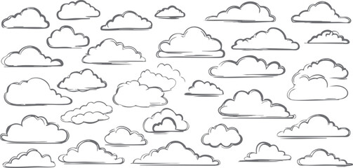 minimal summer clouds vector set