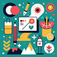 Vibrant Abstract Illustration of Creative Process and Inspiration, Painting and drawing art background