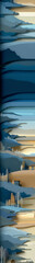 Layered paper cutout effect in blue-gray and beige colors