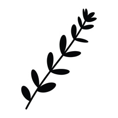 Purslane Stem Silhouette, Vector, Illustration, Icon, Logo, White Background.