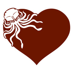 I love octopus heart symbol logo cute squid animal Isolated Vector Graphic Design Illustration
