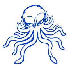 Octopus squid cephalopod cool tentacle sea monster Isolated Vector Graphic Design Illustration
