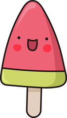 Cute Watermelon Flavored Ice Cream Bar Illustration
