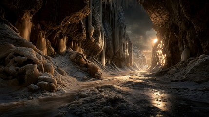 Golden hour in ice canyon stunning landscape