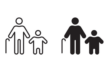 family icon set. contains grandfather and grandson