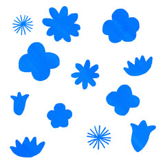 花　blue　フリーハンド　水彩　アナログ