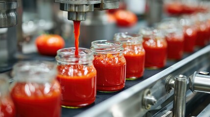 Tomato sauce filling production line in factory